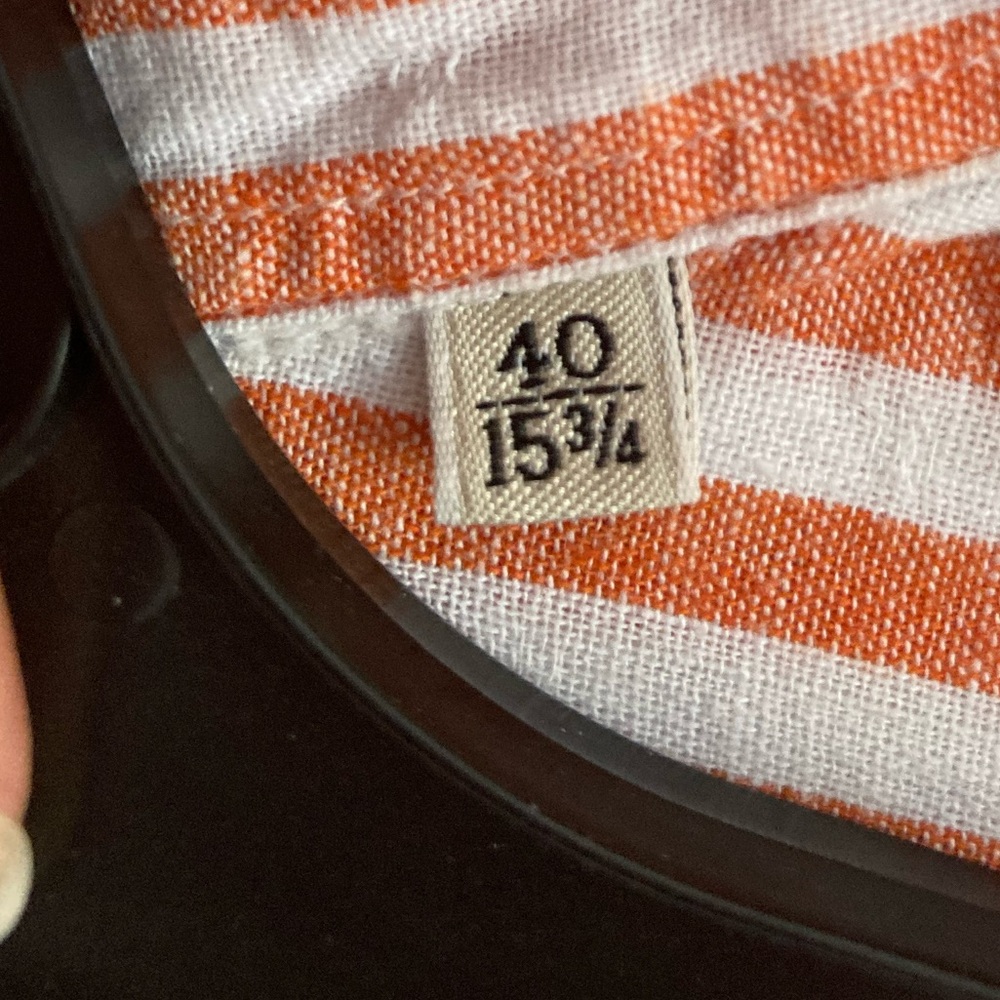 Preppy Orange Striped Cotton Button Down - Picture 4 of 8